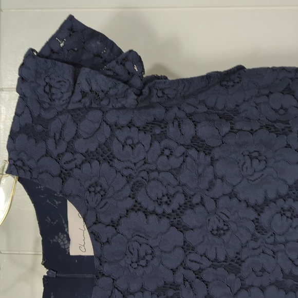 Like New Charles Henry Blue Lace Ruffle Arms Dress - Picture 4 of 9